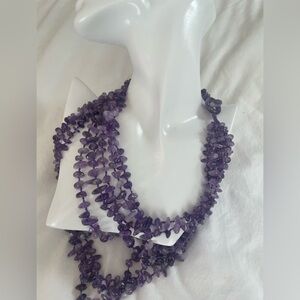 Handmade Real Amethyst 8 Strand 190g Statement Necklace
